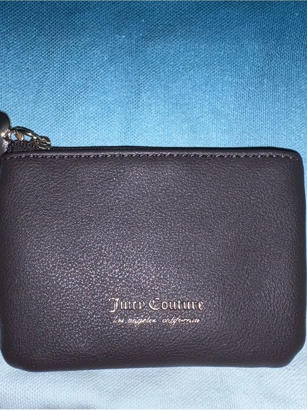 Juicy Couture Small Leather Zip Coin Wallet in black